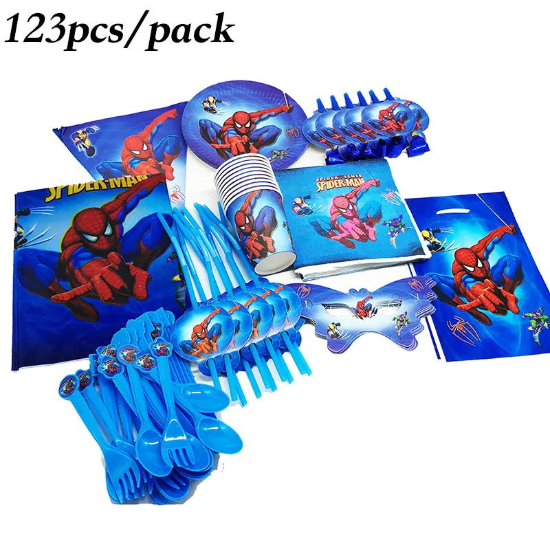 123 шт. набор посуды для вечеринки с изображением Человека-паука одноразовые
