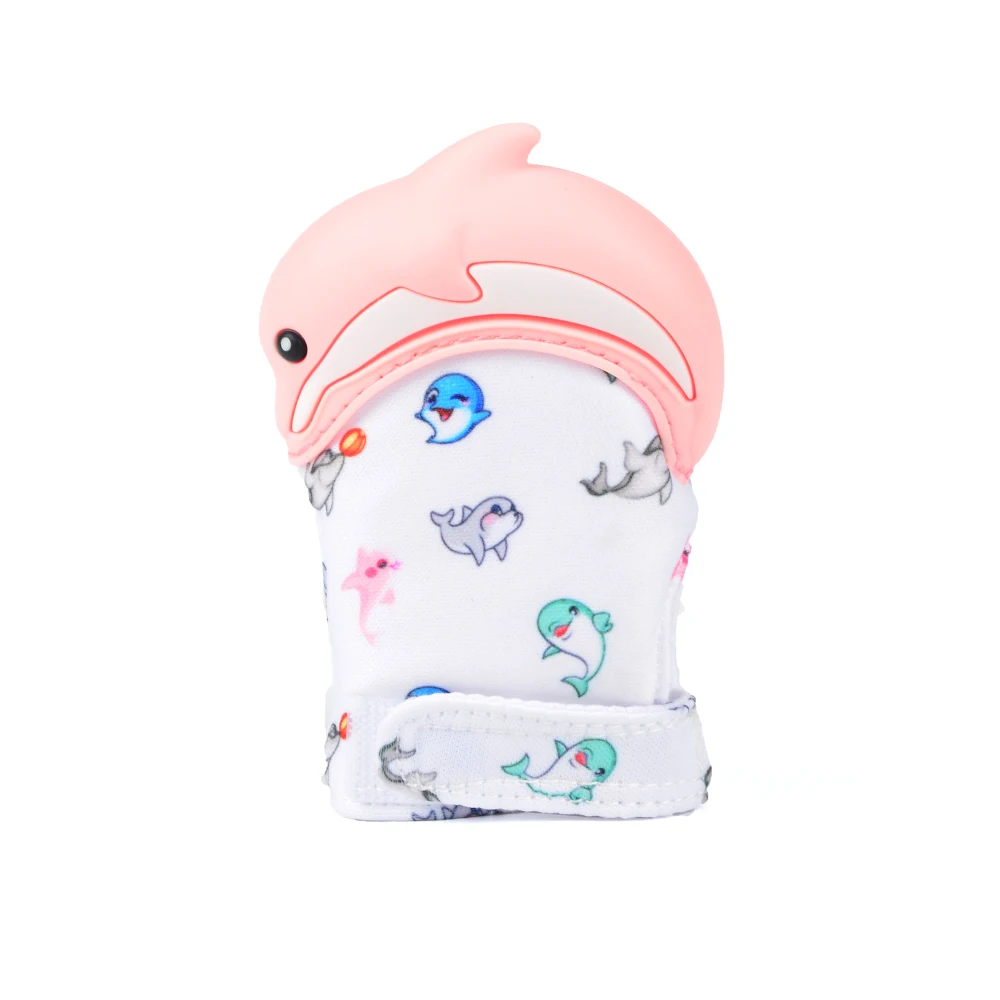 rose dolphin Силиконовые ювелирные изделия Упаковка перчатка для режущихся зубов Прорезыватель перчатка панда животных обертка звук Прорезыватель для малышей детские подарки - Цвет: rose dolphin