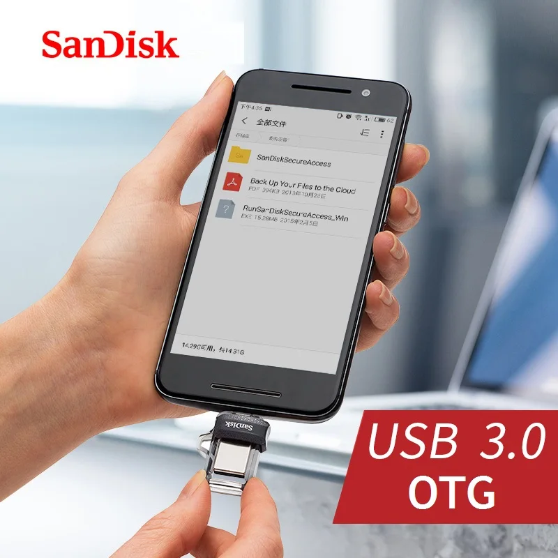 SanDisk OTG 32 Гб USB флеш накопитель 64 ГБ 128 ультра двойной 16 3 0 флешка Android телефон