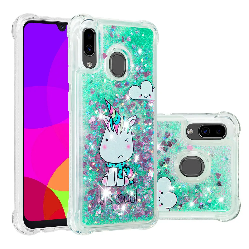 

KDTONG Glitter Liquid Case sFor Samsung Galaxy A20 A30 Case Cute Soft Silicone TPU Cover For Galaxy A30 A20 Case Cover Capa
