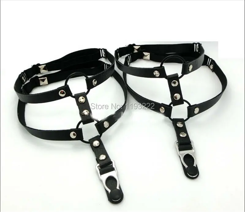 Подвязки для чулок ручной работы из натуральной кожи в стиле панк с круглыми