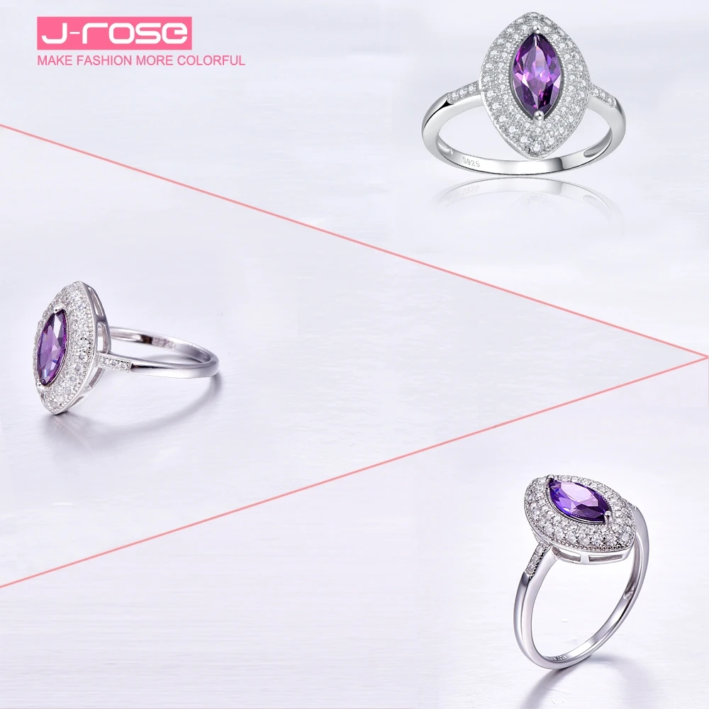 Jrose хит продаж фиолетовое одноцветное кольцо с маркизой из серебра 925 пробы новые