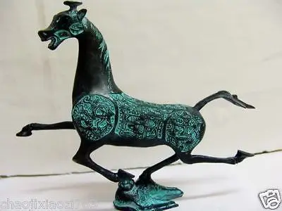 Изысканной Китайской бронзовая статуя: лошади летают Проглотить Латунь Дракон