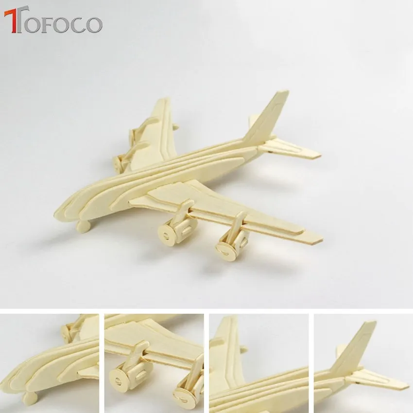 TOFOCO DIY Дети 3D деревянная головоломка модель автомобиля самолет сборные наборы IQ