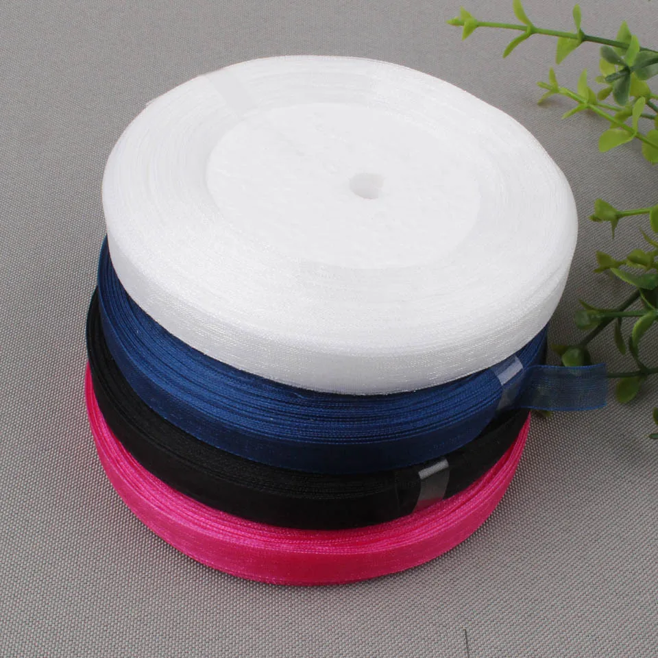 

pure Color 3 8 Inch 10mm Organza Ribbon Tape 50yards Roll 10rolls 500yards Total Packing Decoration Uses Colors Choice