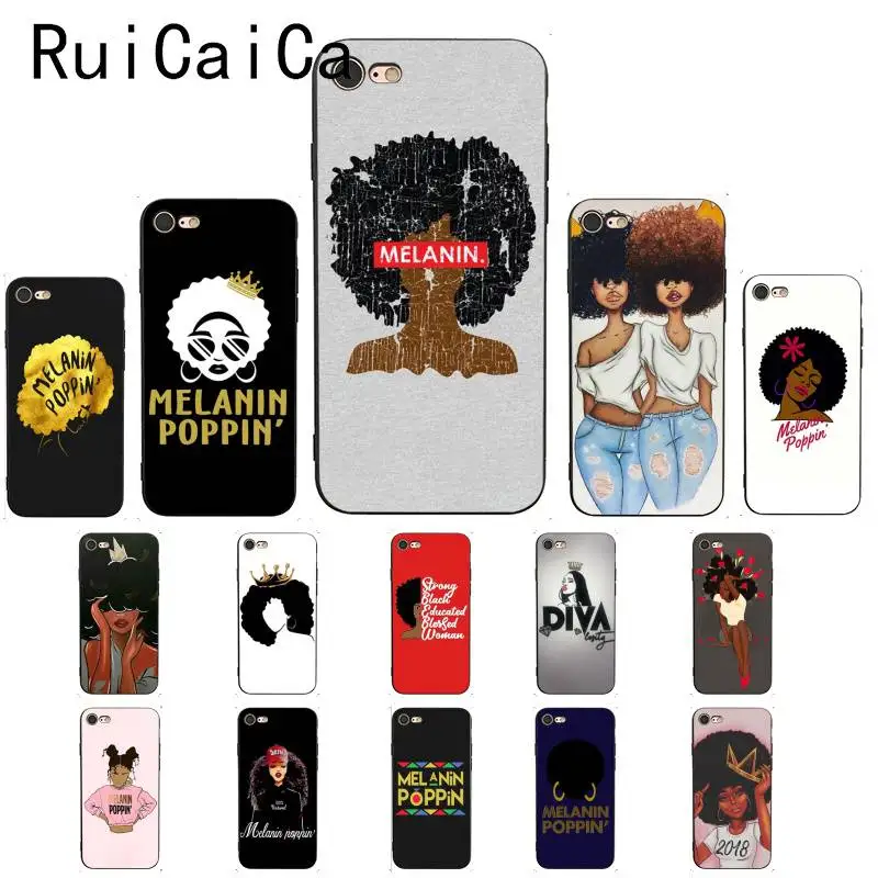 Ruicaica Melanin Poppin queen Afro Black Girl Magic rock мягкий чехол для iPhone X XS MAX 6 6s 7 plus 8 Plus 5 5S SE XR |