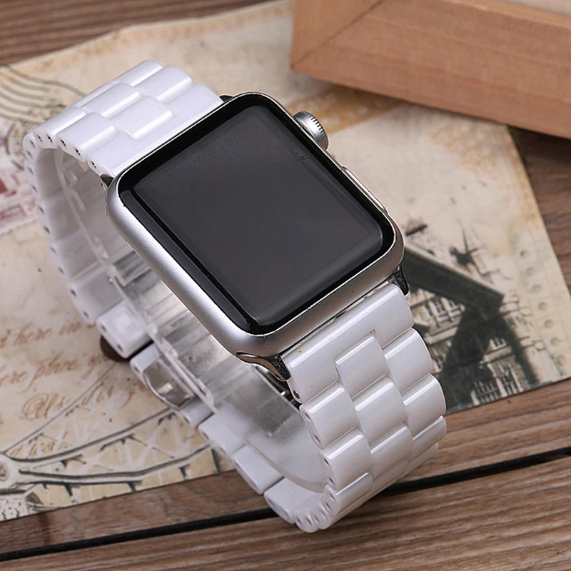 Новое поступление Керамическое яблоко часы ремешок для iwatch 1/2/3/4/5 наручных часов Apple Watch 38 мм 40 мм 42 44 мм iPhone часы-браслет