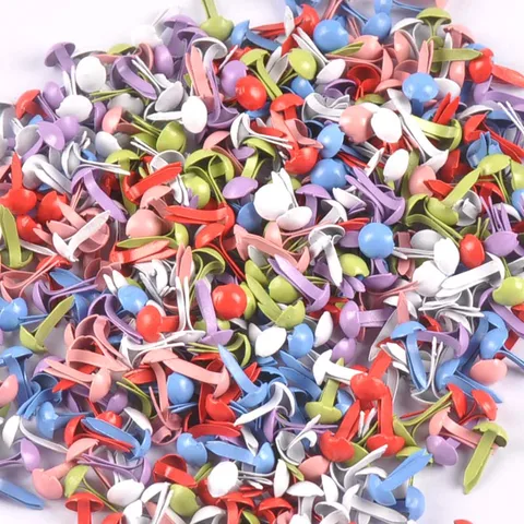 100 шт. Смешанные Круглые брэды для скрапбукинга, украшения, застежки, брэды, металлические поделки для творчества, украшение для обуви ручной работы 5x10 мм CP2146 - изображение