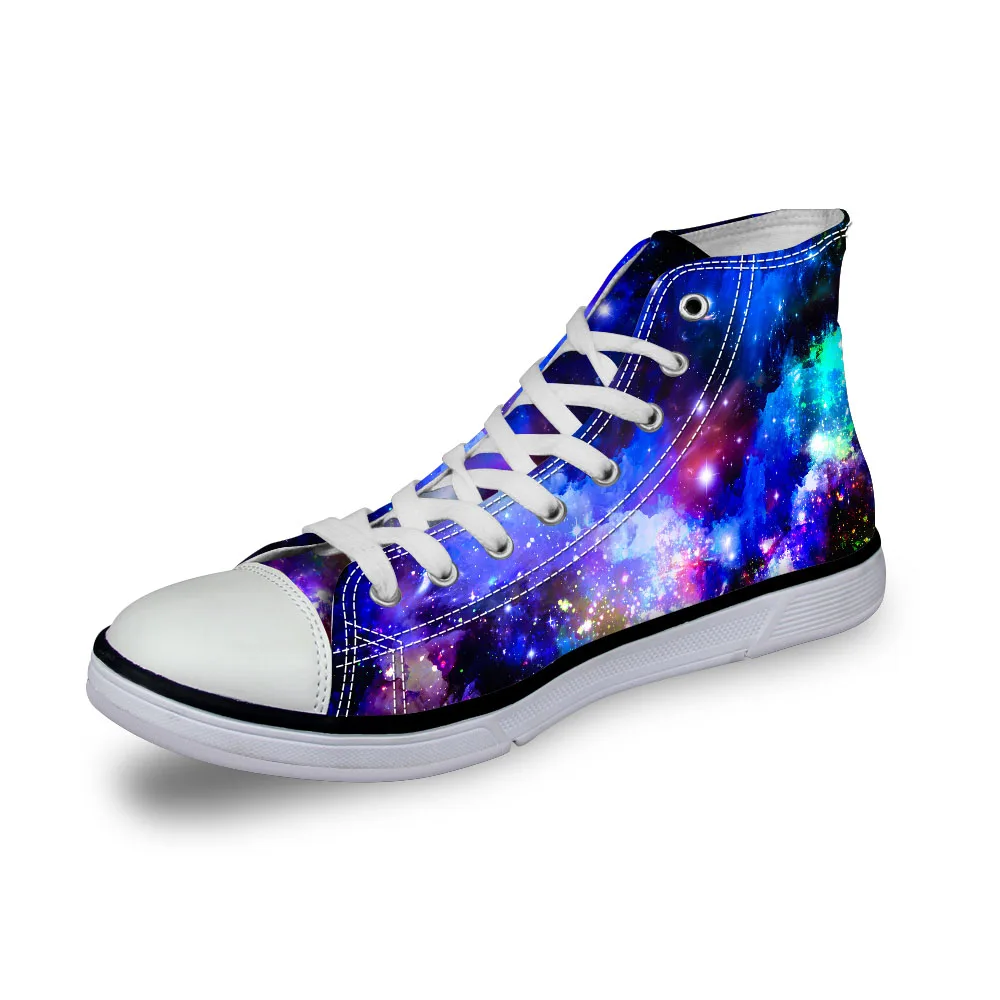 Noisydesigns High top canvas men sneakers vintage vulcanized flat shoes Ayakkab interstellar galaxy 3D starry sky print boys | Обувь