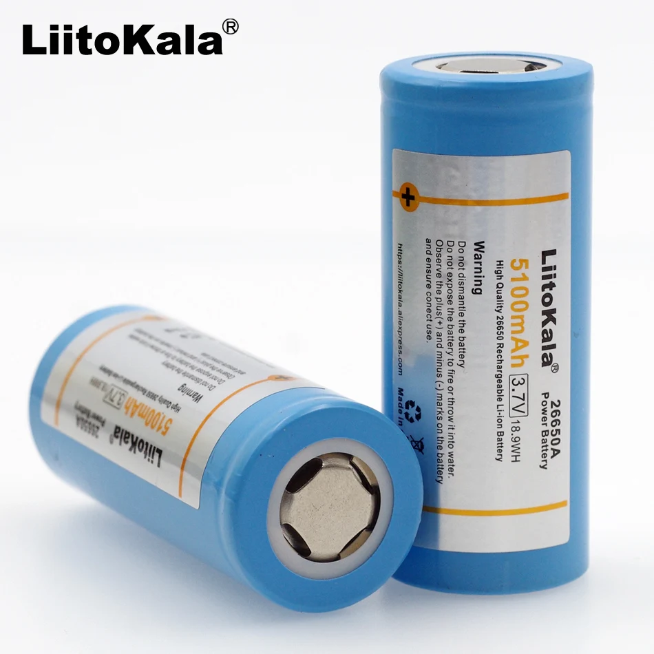 Аккумуляторные литий ионные батарейки LiitoKala 26650 55A 5000 мАч 3 7 в 20 А 6 В 2 шт.|rechargeable
