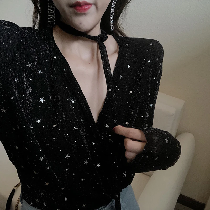 

Shirts Women Long Sleeve Geometric V-Neck Retro Womens Loose Korean Style All-match Shirt Trendy Simple Chic Blouses Elegant