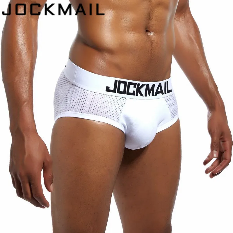 Брендовая сексуальная сетка JOCKMAIL! Мужские трусы брифы в стиле ретро черные