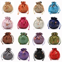 11x13cm high quality embroidery satin drawstring bag silk brocade pouches damask jewelry sachet christmas wedding gift bolsa 121