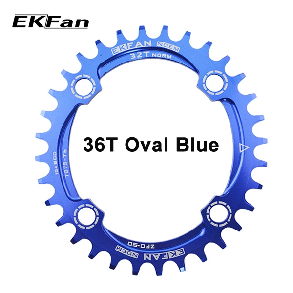 36T Oval Blue Новая велосипедная Звездочка EKFan 104BCD 32 T/34 T/36 T узкая широкая круглая овальная велосипедная Звездочка 7075-T6 MTB велосипедная круглая шатунная пластина - Цвет: 36T Oval Blue
