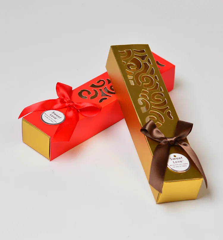 100 шт. коробка с вырезами для шоколада бантом длинная бумажная макарон свадебные