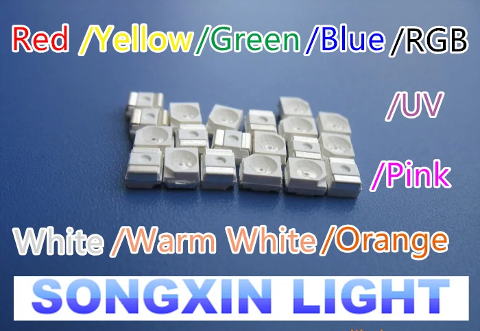 200 шт. светодиодов SMT/SMD 3528 красный/желтый/зеленый/холодный синий/RGB/теплый