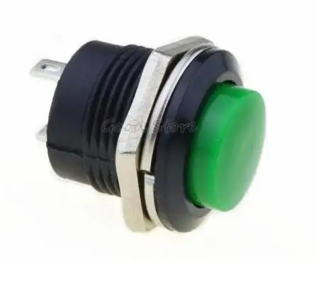 Green R13-507 Мгновенный SPST без Красной круглой крышки кнопочный переключатель AC 6A/125V 3A/250V 6 цветов - Color: Green