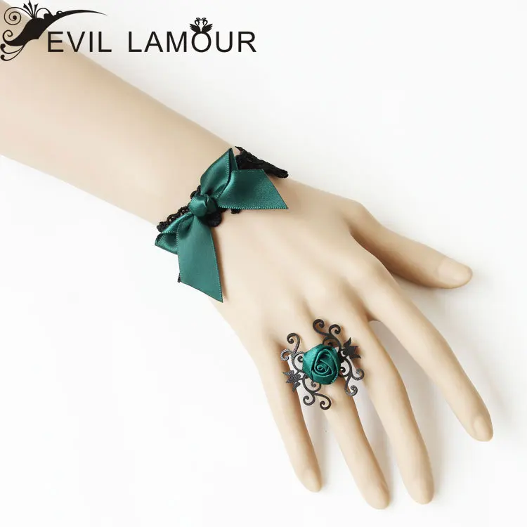 Винтажный кружевной женский браслет принцессы Лолиты и набор цветочных роз браслетов с бантом свадебные