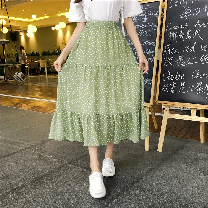 2019 весенне-летние женские шифоновые юбки трапециевидной формы повседневные
