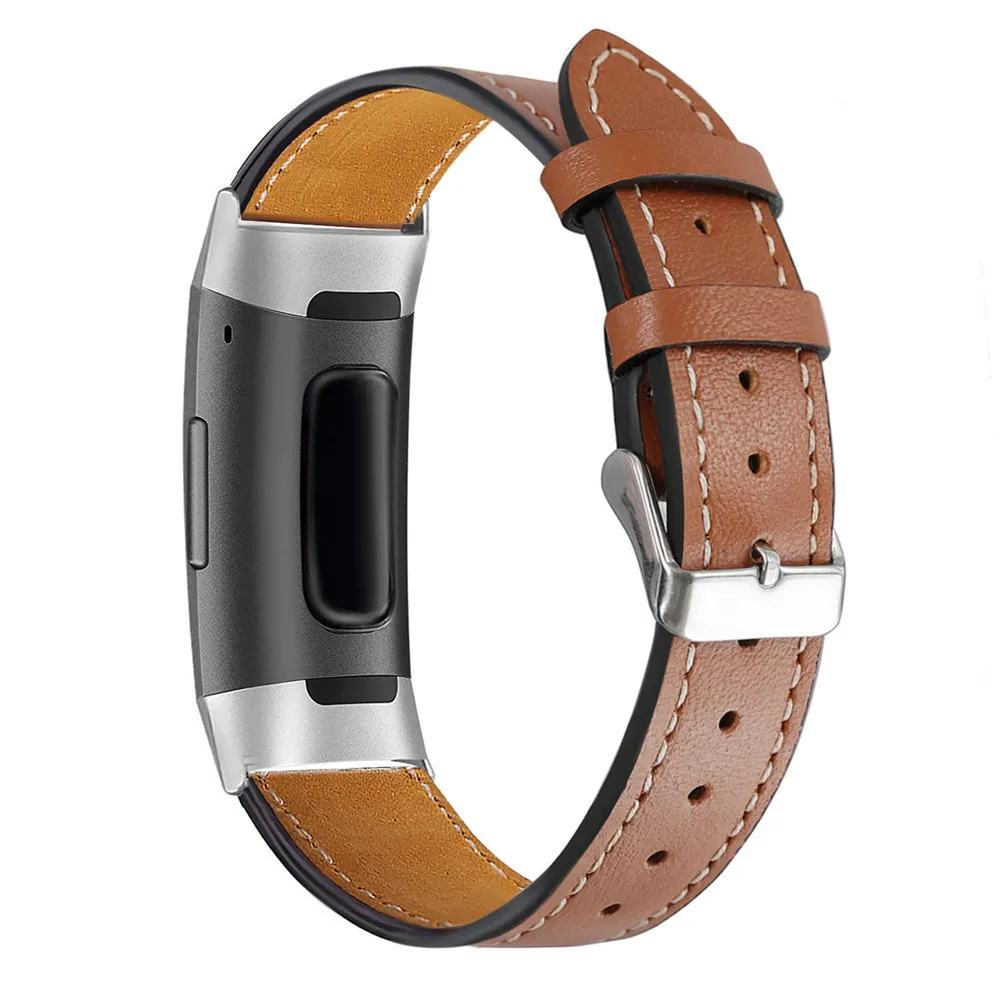 Ремешок для часов из натуральной кожи сменный Браслет умных Fitbit Charge 3