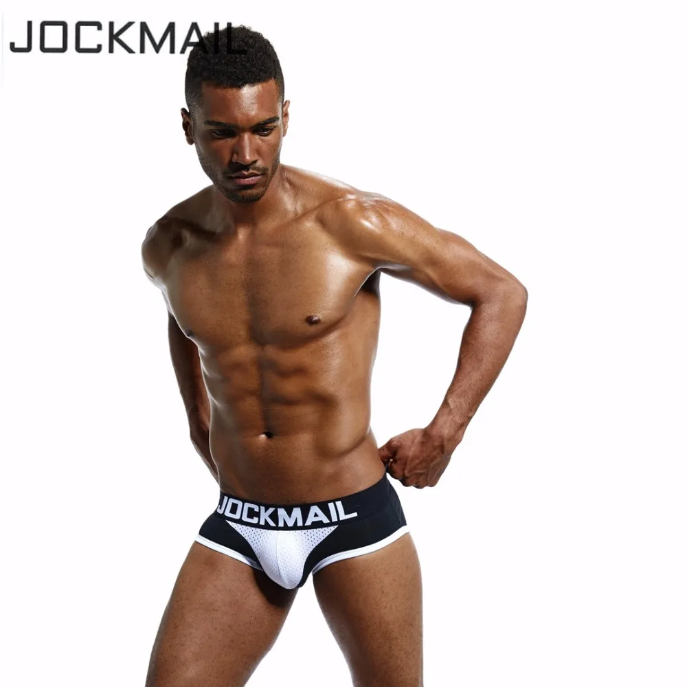JOCKMAIL Мужские дышащие брифы с выпуклыми чашками сексуальные нейлоновые сетчатые