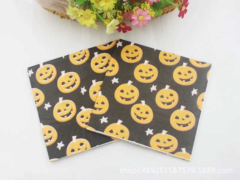 Omilut Halloween Tablecloths Happy Party Skull Pumpkin Bat Paper Napkins Decoration Supplies 2018 New | Дом и сад