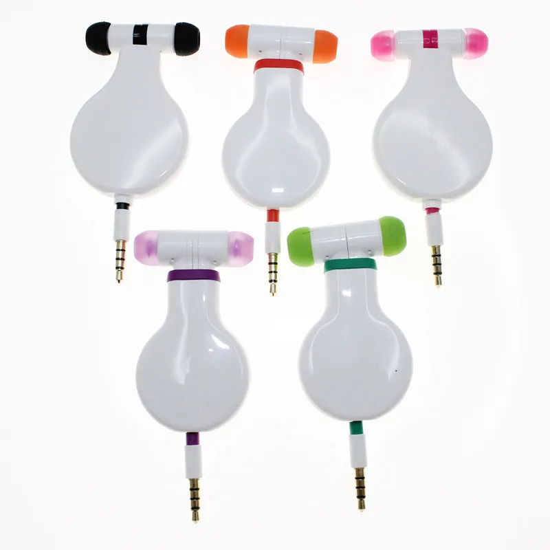 3.5mm Pendant Retractable Cable Earphone studio headphones with Clip for apple iphone earpods MP3 MP4 Player |