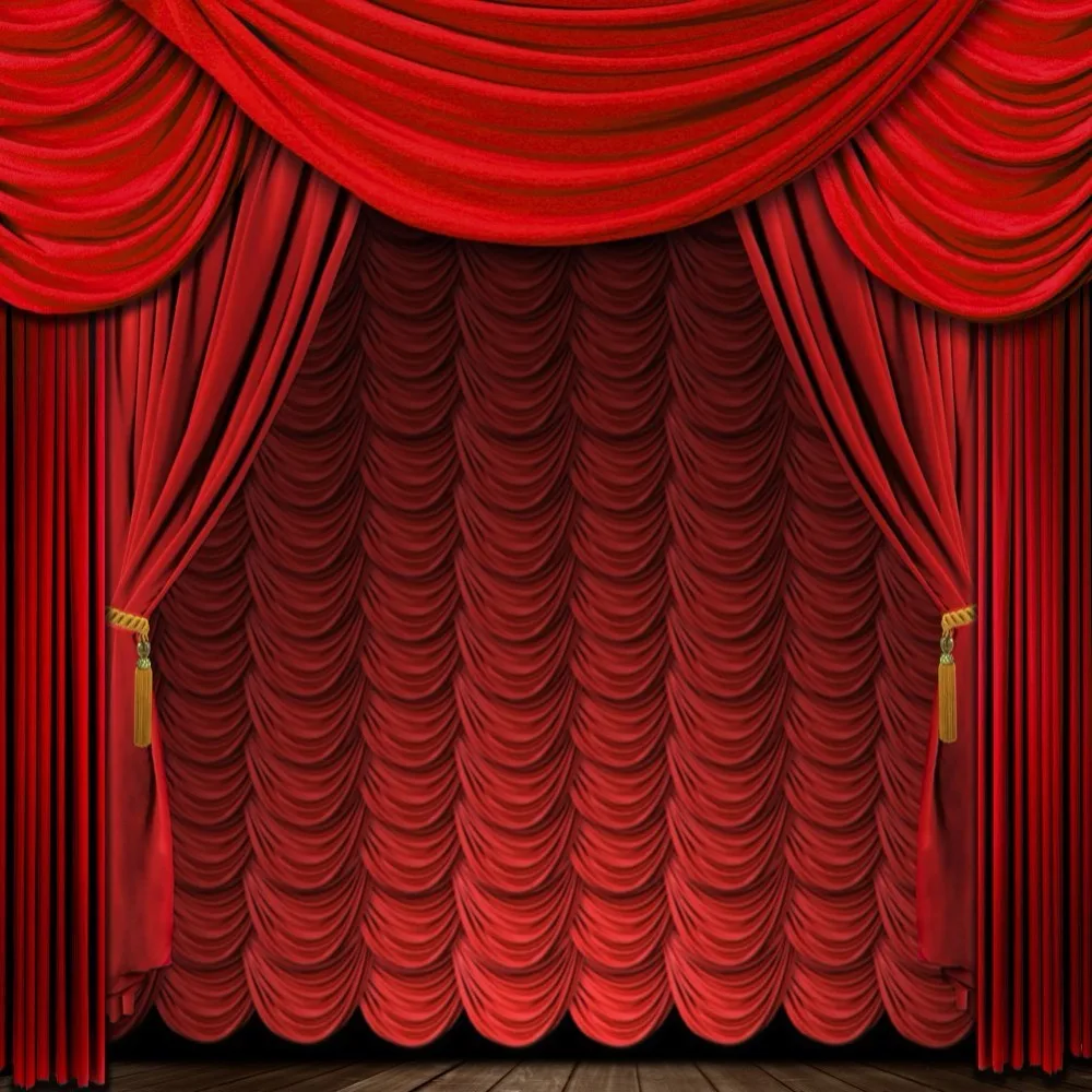 Capisco Dark Red Curtain Wooden Floor Stage Baby Children Photography Backgrounds Vinyl Custom Camera Backdrops For Photo Studio |