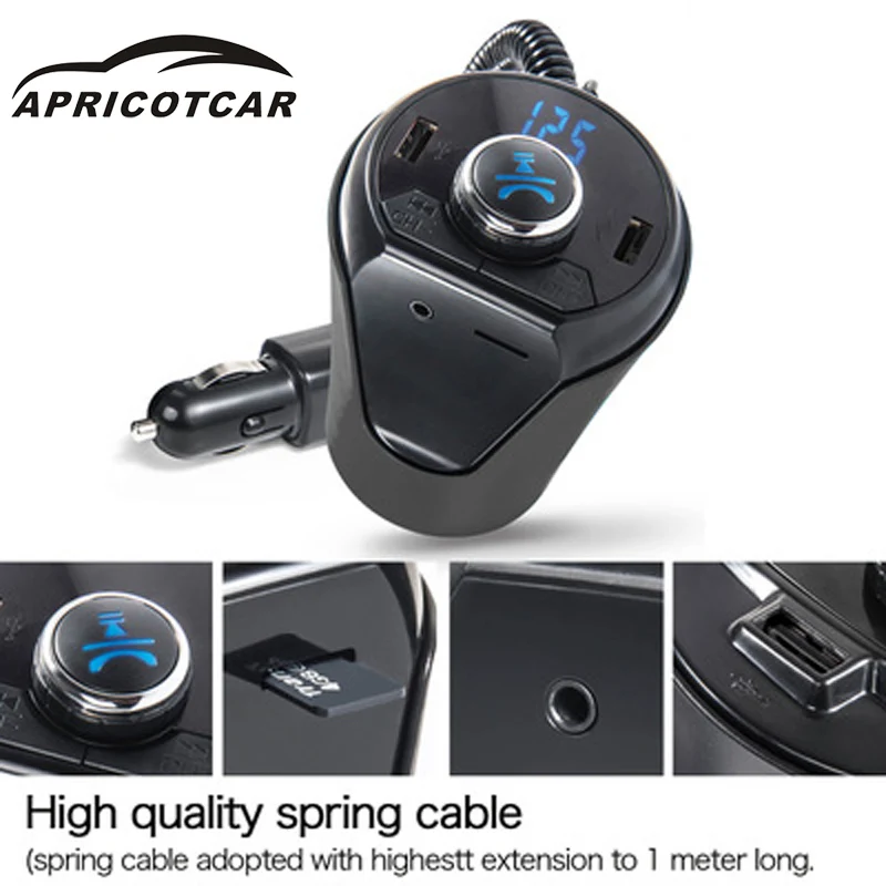 APRICOTCAR чашки Тип Bluetooth Автомобильный Mp3 FM передатчик Радио синего света цифровой