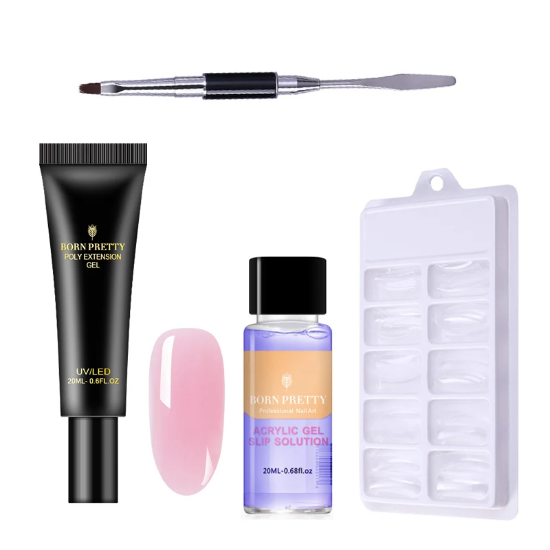 Set 2 От BORN PRETTY-4 шт./компл. розового, светло-бежевого цвета Quick Nail здания поли гель для ногтей комплект 20 мл желе строитель палец Удлинительный УФ-гель лак - Цвет: Set 2