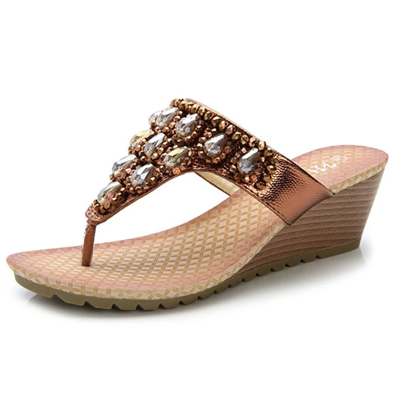 Женские босоножки 2021 женская обувь Стразы гладиаторские сандалии на танкетке с