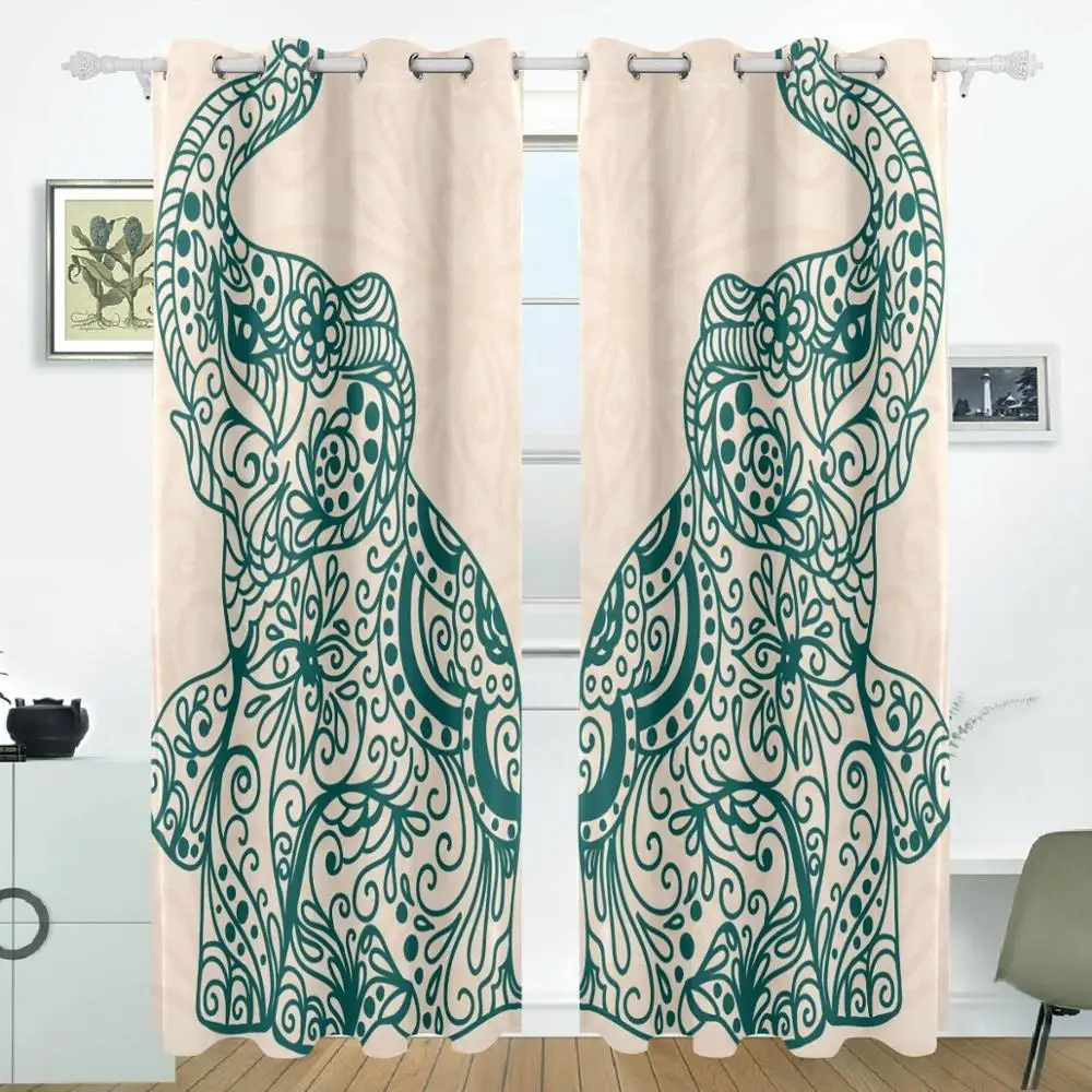 Занавески с изображением слона и цветов затемняющие панели перегородки для