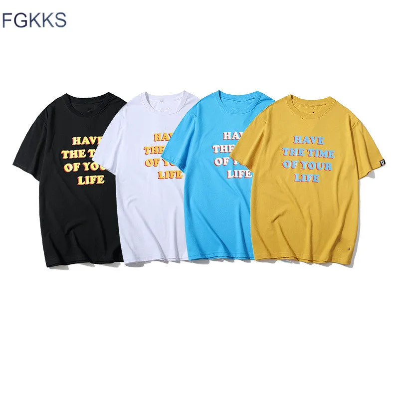 FGKKS модные брендовые футболки 2019 для мужчин лето мужской хип хоп с принтом букв
