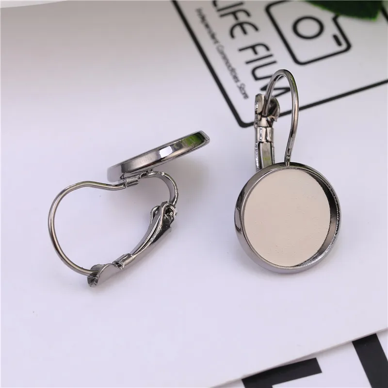 JUYA 10 шт./лот 12 мм крючки для сережек круглые Кабошоны Камея Пустые Базовые