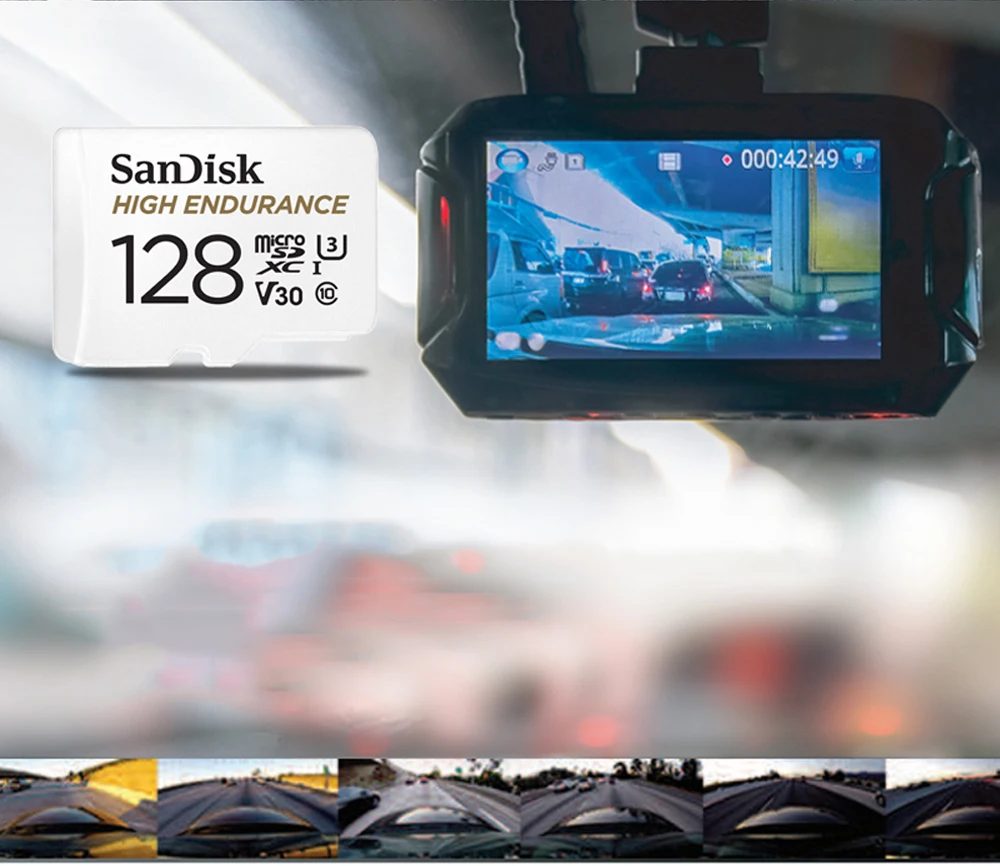 Двойной Флеш-накопитель SanDisk высокая выносливость видео мониторинга карты MicroSD объемом памяти 32 Гб или 64 ГБ, Class10 100 МБ/с. TF карту идеальной для видеорегистраторы и домашнего видео м