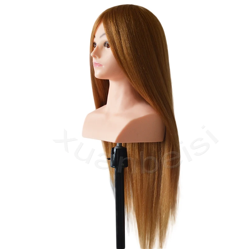 High Grade 100% Human Hair Training Head For Paint Curl Braid Hairstyle Manikin Head Cabeza Maniqui Mannequin Head With Shoulder enlarge