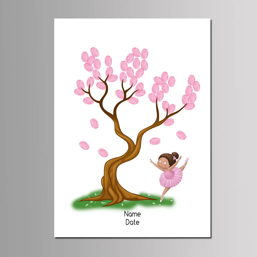 Baby Boy Girl Baptism Party Favor DIY Fingerprint Tree Guest Book Kids Birthday Gift Event Decor Customized Canvas Painting