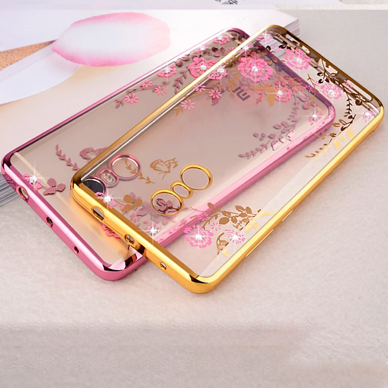 luxury Gold soft tpu phone back coque cover case for xiaomi redmi note 4 pro silicon silicone transparent diamond cases note4 |