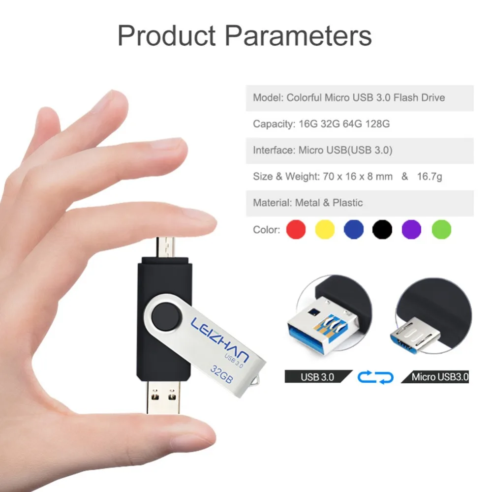 Высококачественный USB 3 0 флэш накопитель 32 Гб 64 128 OTG 8 16 в виде ключа usb для Android