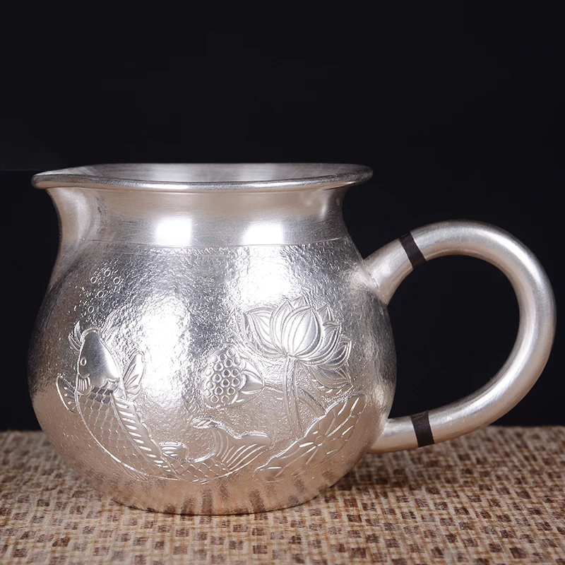 S990 Серебряная чашка 100% ручная работа Роскошные чашки кунг фу Longquan посуда для