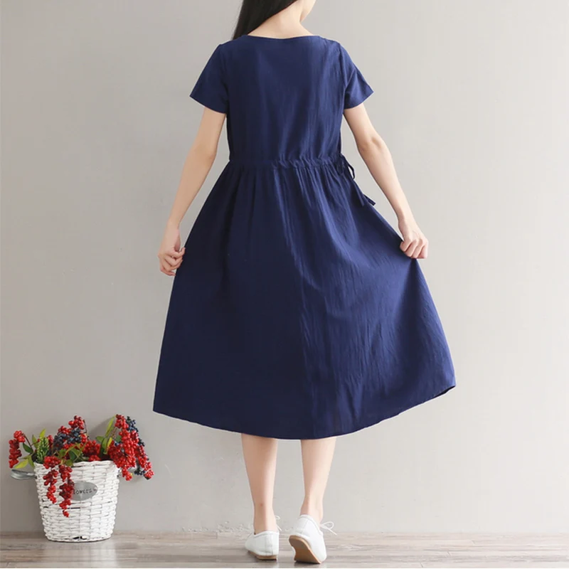 Женское Хлопковое платье-трапеция длинное винтажное платье свободного покроя с