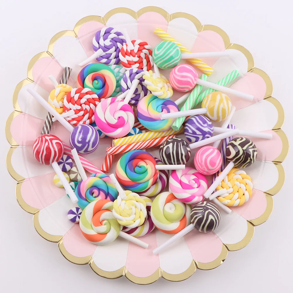 50 шт. микс полимерной глины конфеты 5 стилей Радужный леденец Рождественская елка