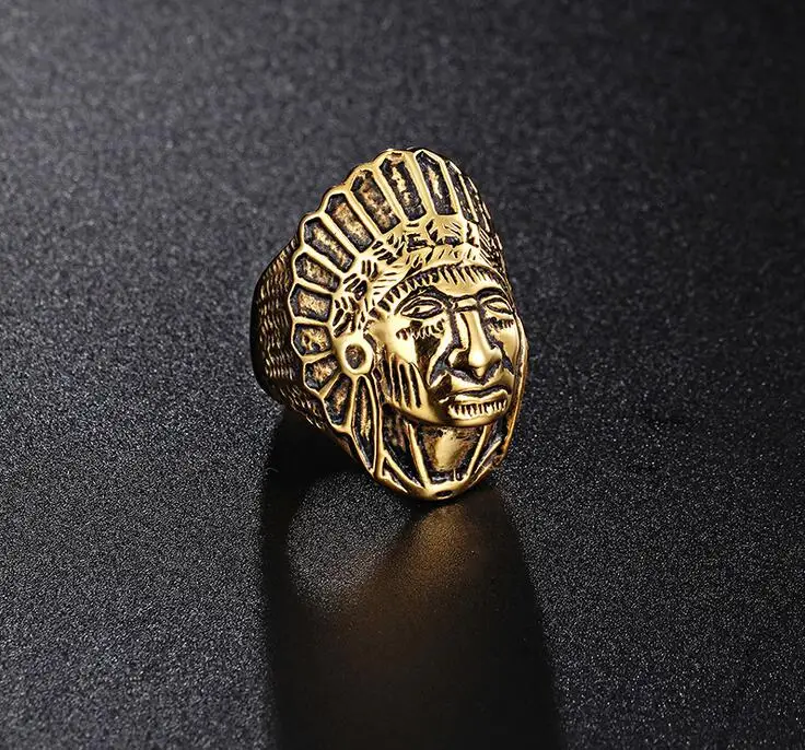 Мужское кольцо в стиле панк из нержавеющей стали золотого и серебряного цвета|mens