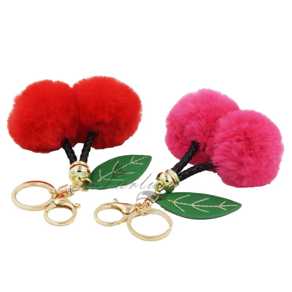 1 шт. брелок для ключей с помпонами в виде вишни|ball keychain|bag charmkey ring bag |