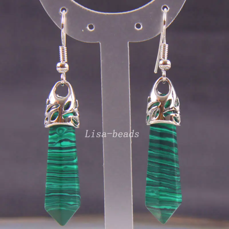 Модные ювелирные изделия 8x35 мм граненые бусины Висячие малаховая Серьга 1 пара