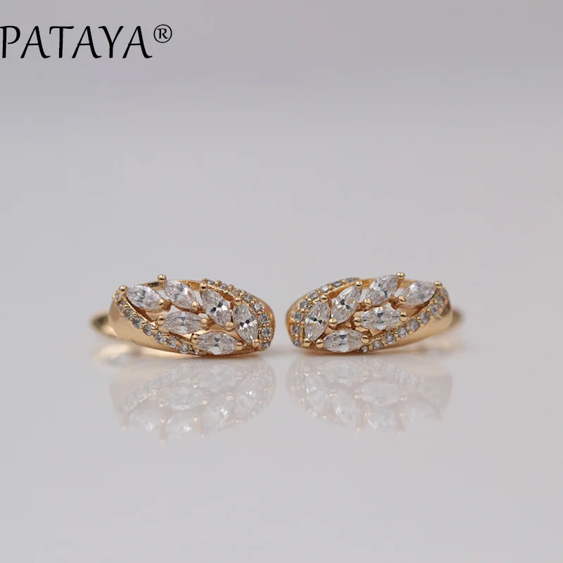 Женские серьги подвески с натуральным цирконом розовое золото 585 пробы|zircon dangle