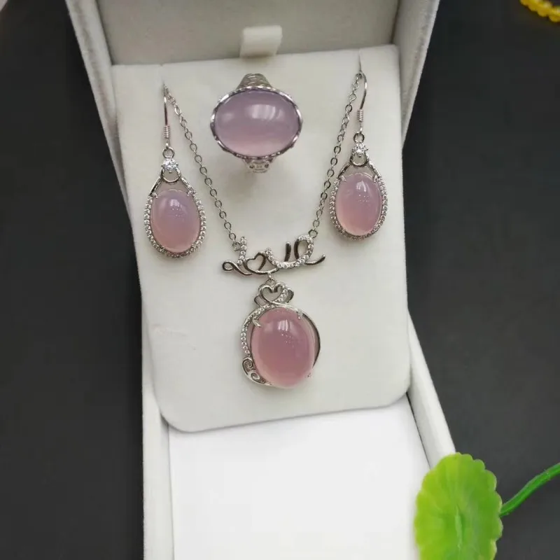 Набор халцедонов цепь из натурального серебра 925 пробы палочки для еды подвеска в