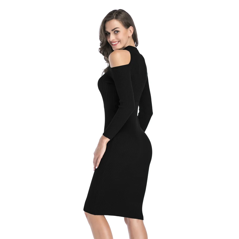 Autumn Female Knitted Cotton Dress Long Sleeve Pullover Ladies Sexy Slim Dresses Night Club Striped Women's Clothing | Женская