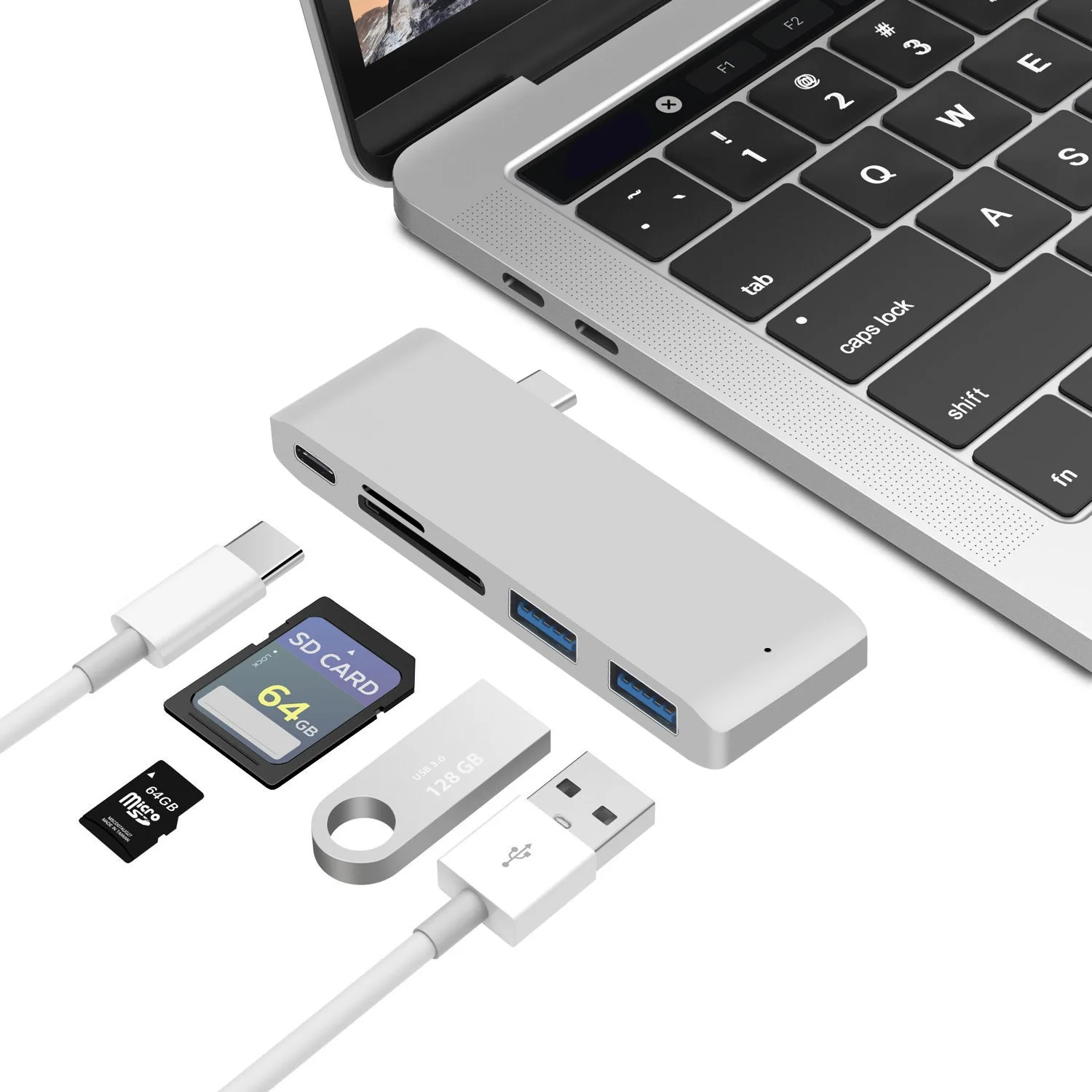 Двойной Концентратор type-C+ кардридер+ зарядка PD 4 K HD переходник для MacBook