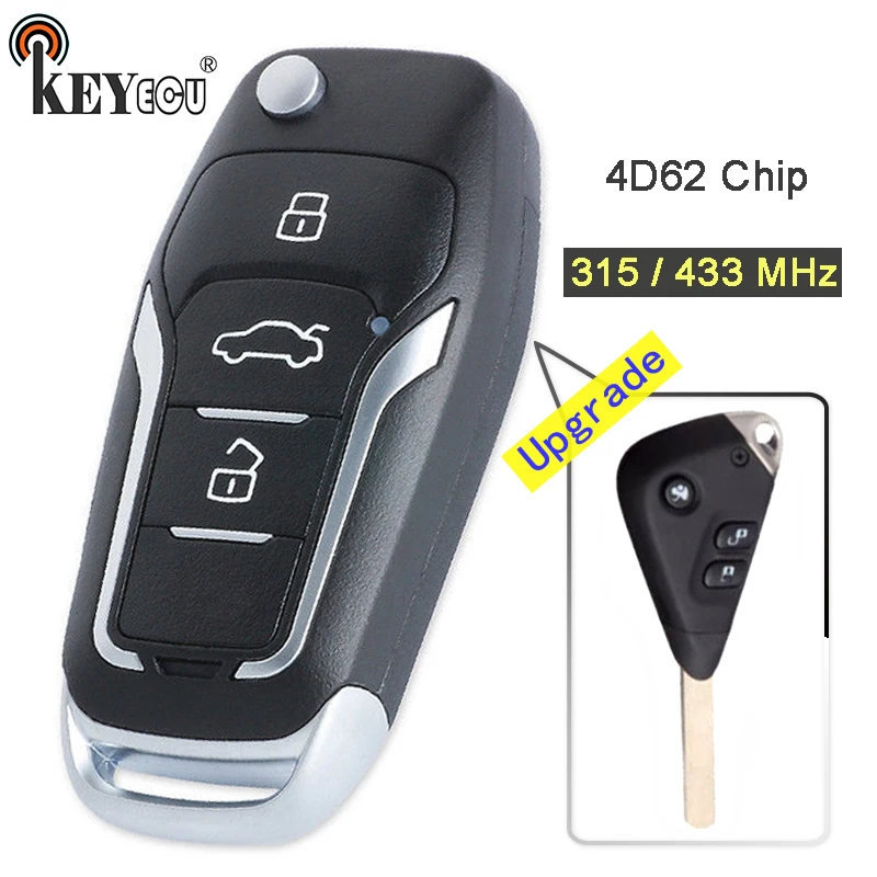

KEYECU 315/ 433MHz 4D62 Chip Upgraded Flip Folding 3 Button Remote Key Fob key for Subaru Outback Liberty Impreza WRX Forester